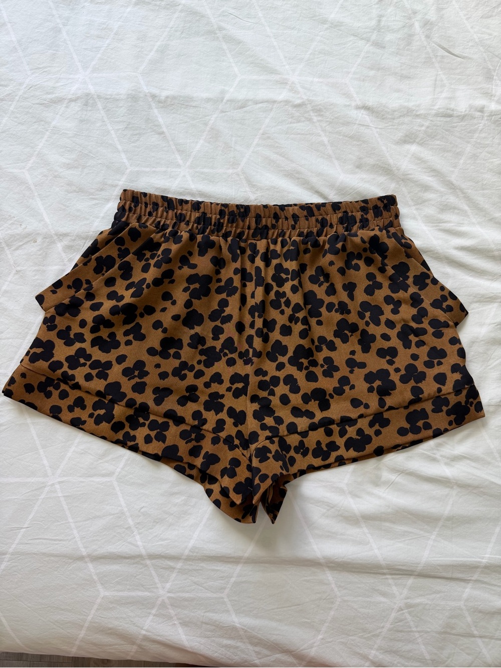 RAEY Animal Print Shorts Side Slits Brown Black UK 10 Made in UK